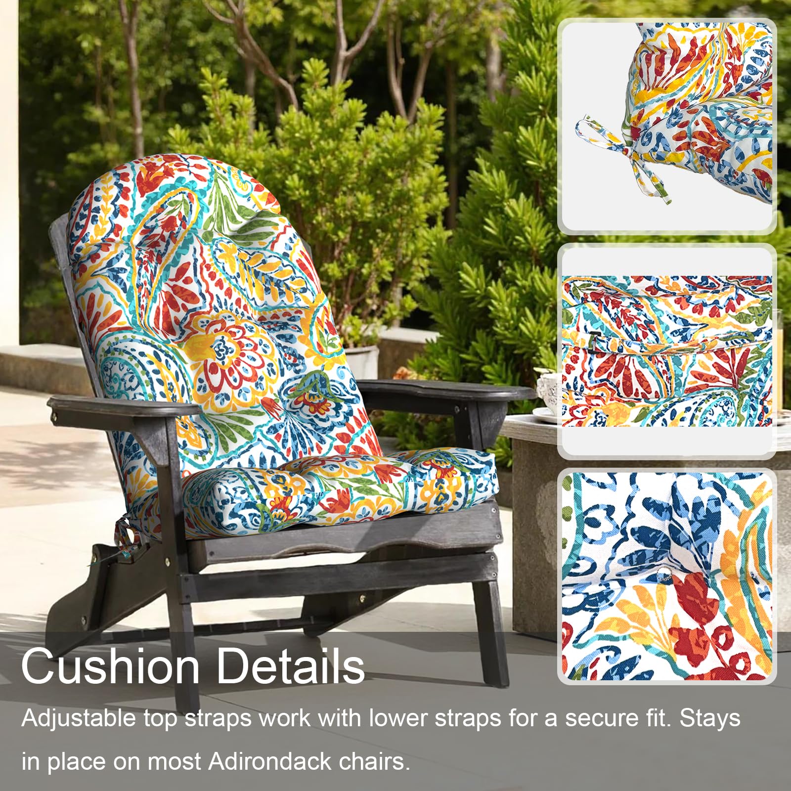 LVTXIII cushion on patio chair in use demonstrating outdoor comfort and style