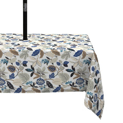 LVTXIII front view of Breeze Leaves Beige tablecloth shows full pattern and fit benefit