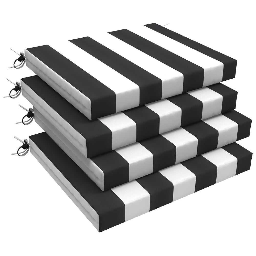 LVTXIII front view of four Cabana Black cushions showing neat packaging and style
