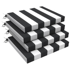 LVTXIII front view of four Cabana Black cushions showing neat packaging and style