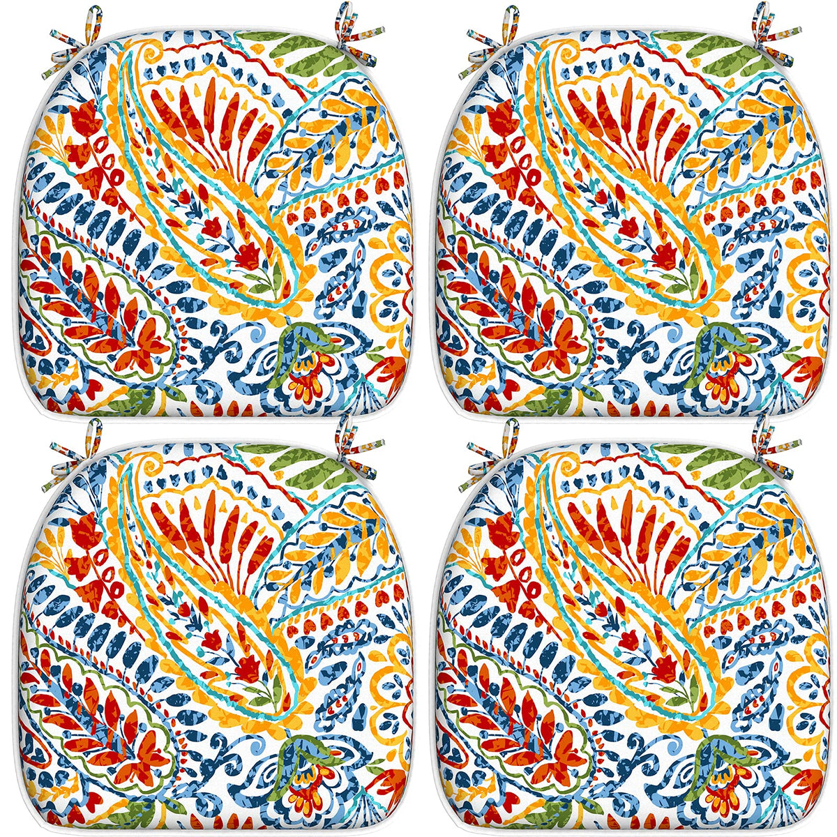 LVTXIII front view of 4-pack paisley cushions highlighting coordinated set and style