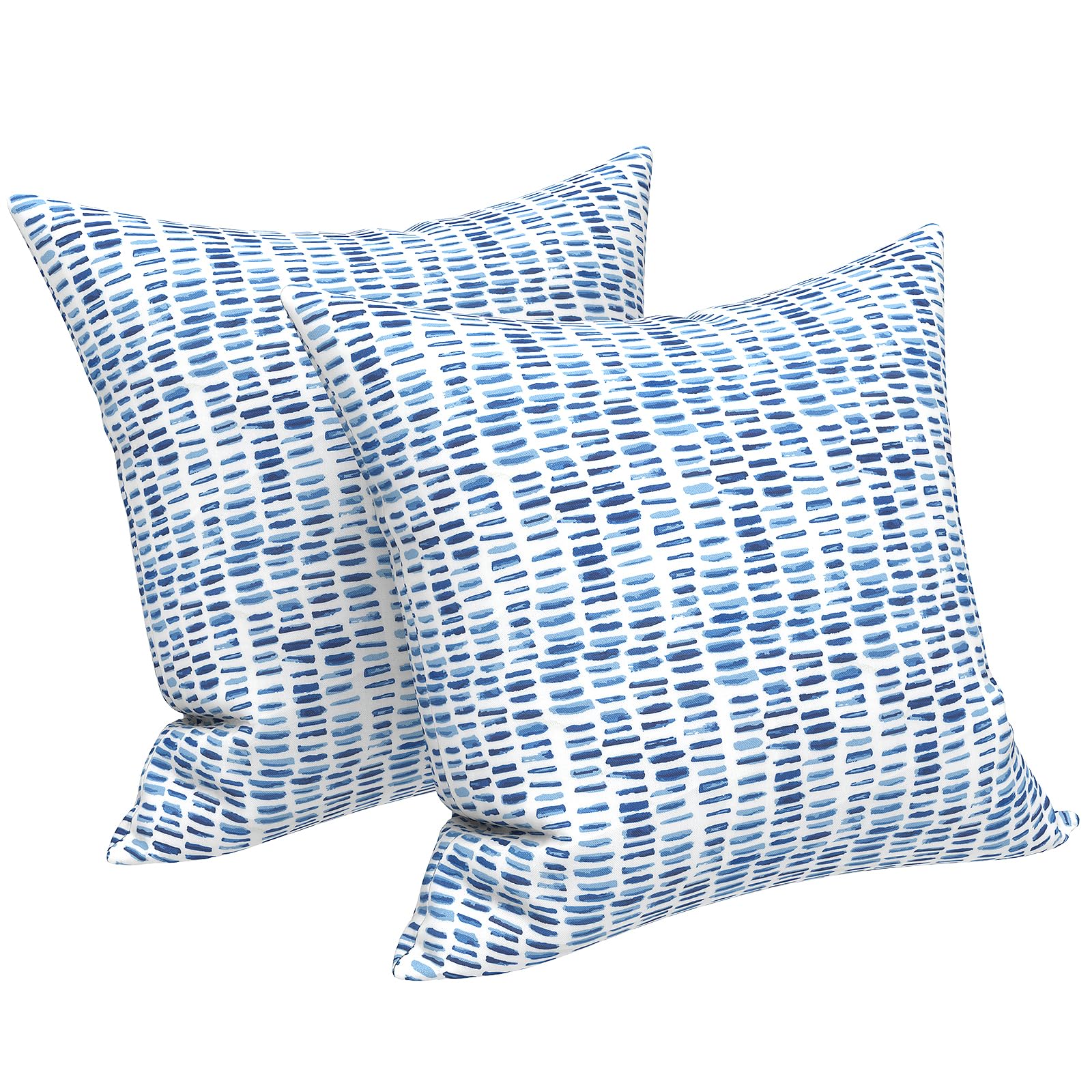 LVTXIII front view of two pebble blue pillows showing stylish outdoor look and instant style