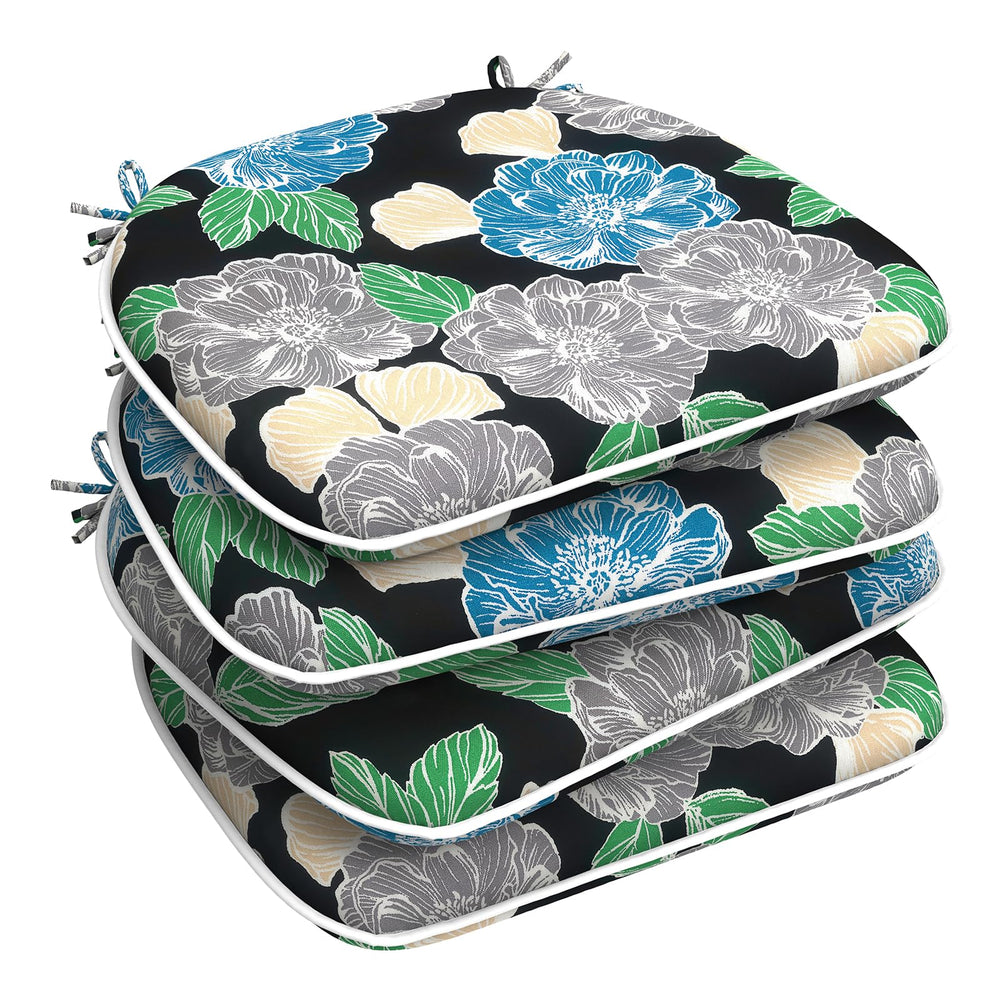 LVTXIII front view of four Sketch Peony cushions showing pattern and size, attractive seating