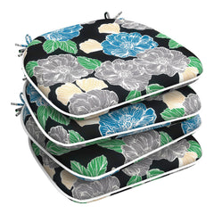 LVTXIII front view of four Sketch Peony cushions showing pattern and size, attractive seating