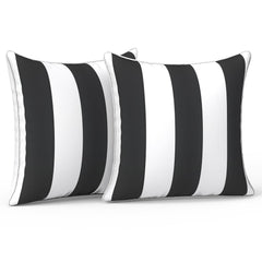 LVTXIII front view Cabana Black pillow showing durable outdoor styling and color retention
