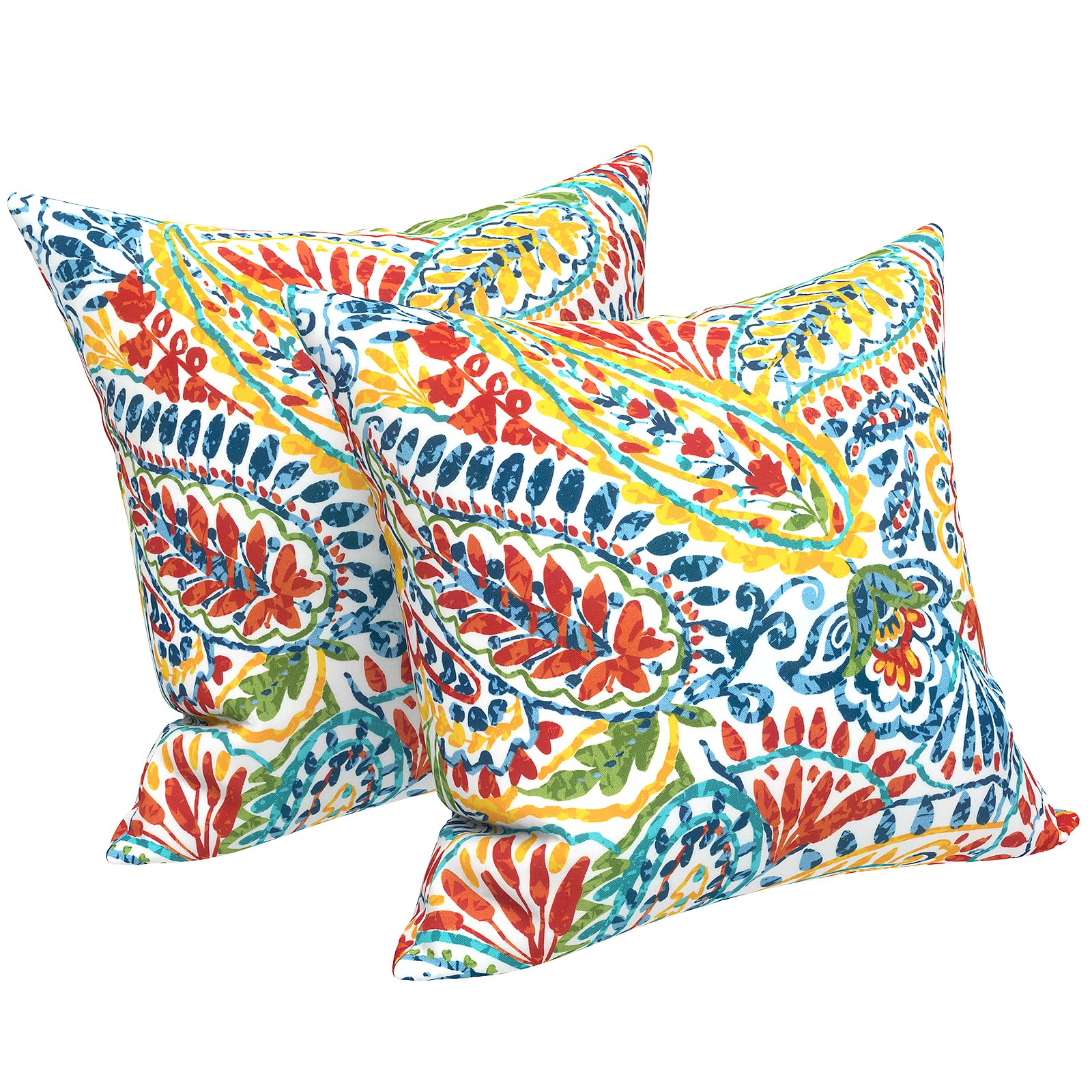 LVTXIII front view of paisley multi pillows showing color and pattern benefits