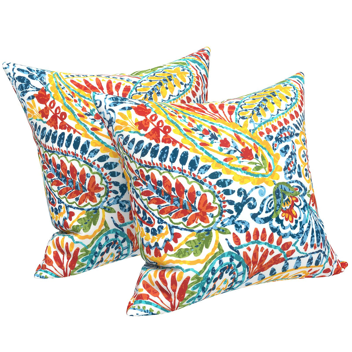LVTXIII front view of paisley multi pillows showing color and pattern benefits