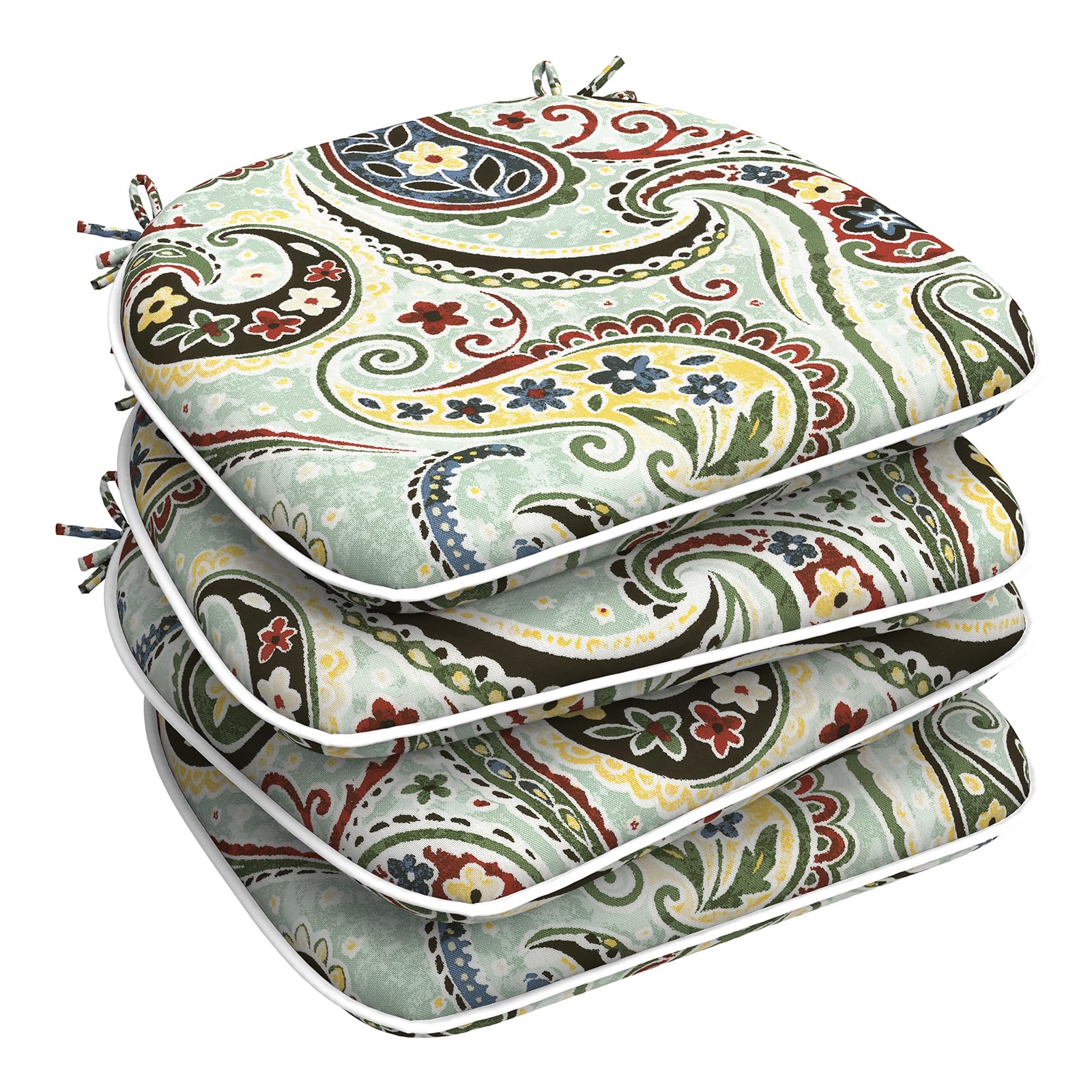 LVTXIII front view paisley light cyan cushion showing pattern and fit benefit
