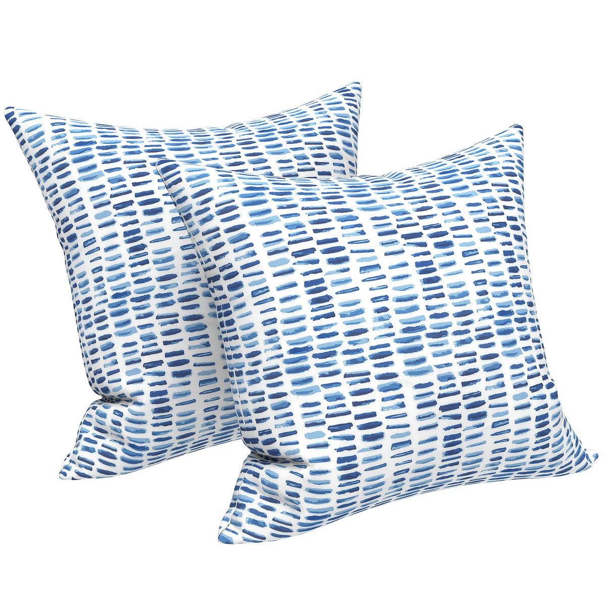 LVTXIII front view of two pebble blue pillows showing coordinated style and comfort