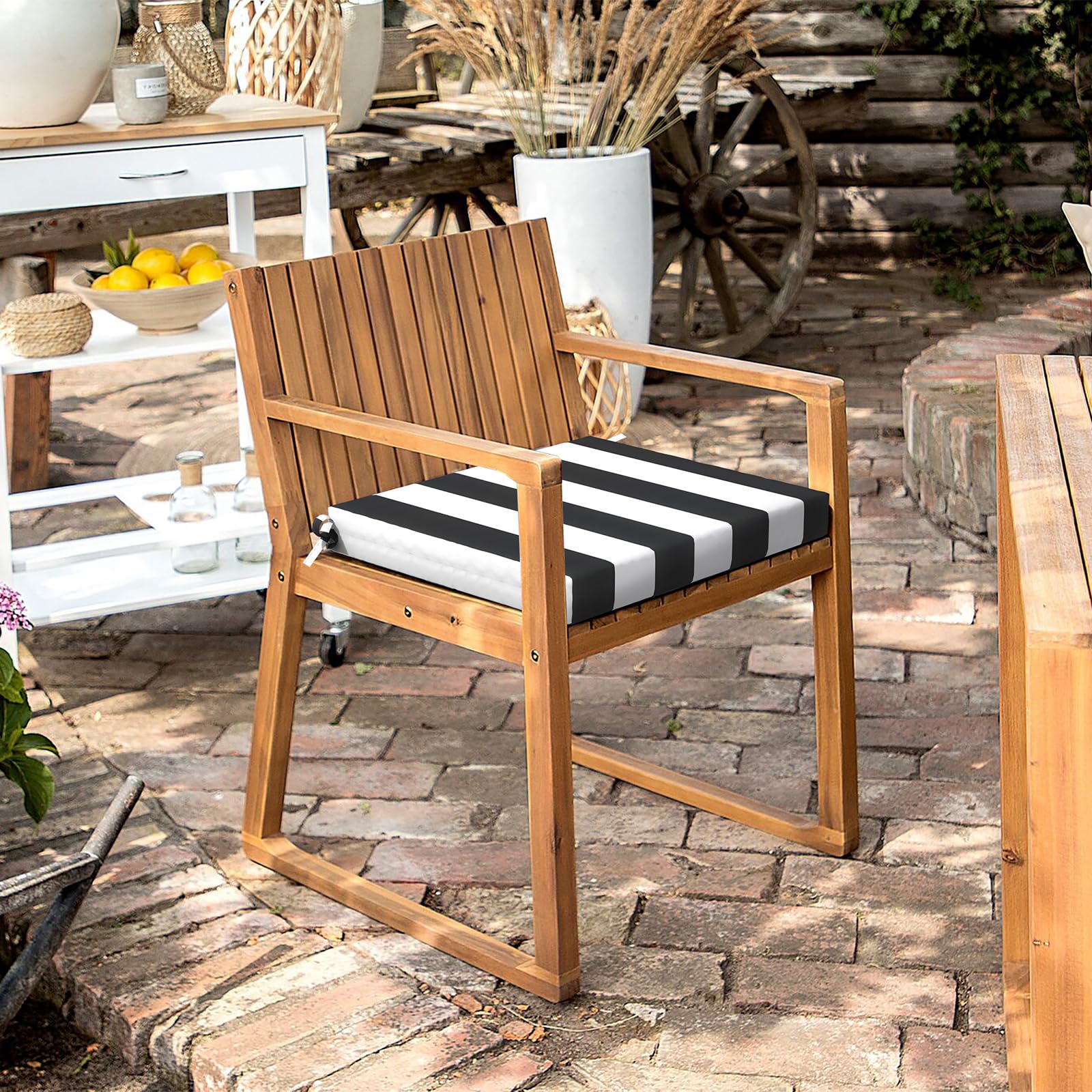 LVTXIII cushions in use on patio dining set enhancing outdoor comfort