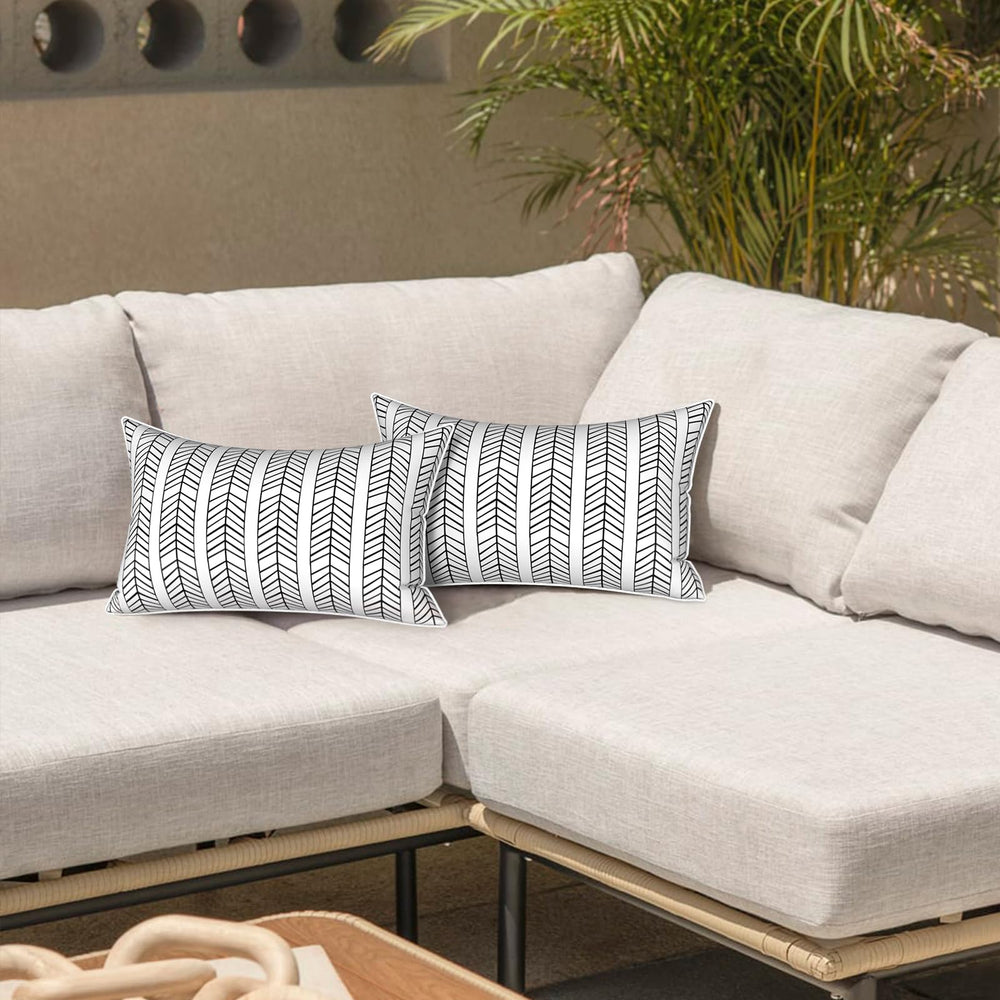 LVTXIII pillows in evening deck scene enhancing outdoor seating ambiance