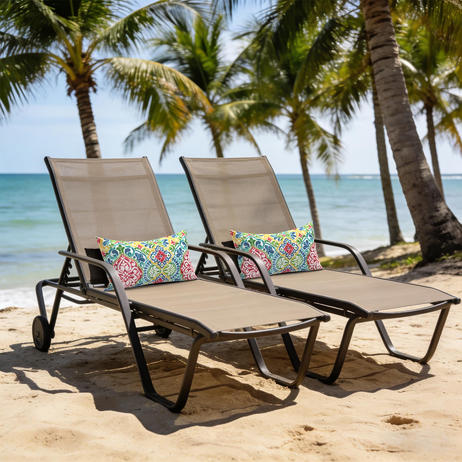 LVTXIII cushions in a garden setting showing weather-ready and stylish benefit