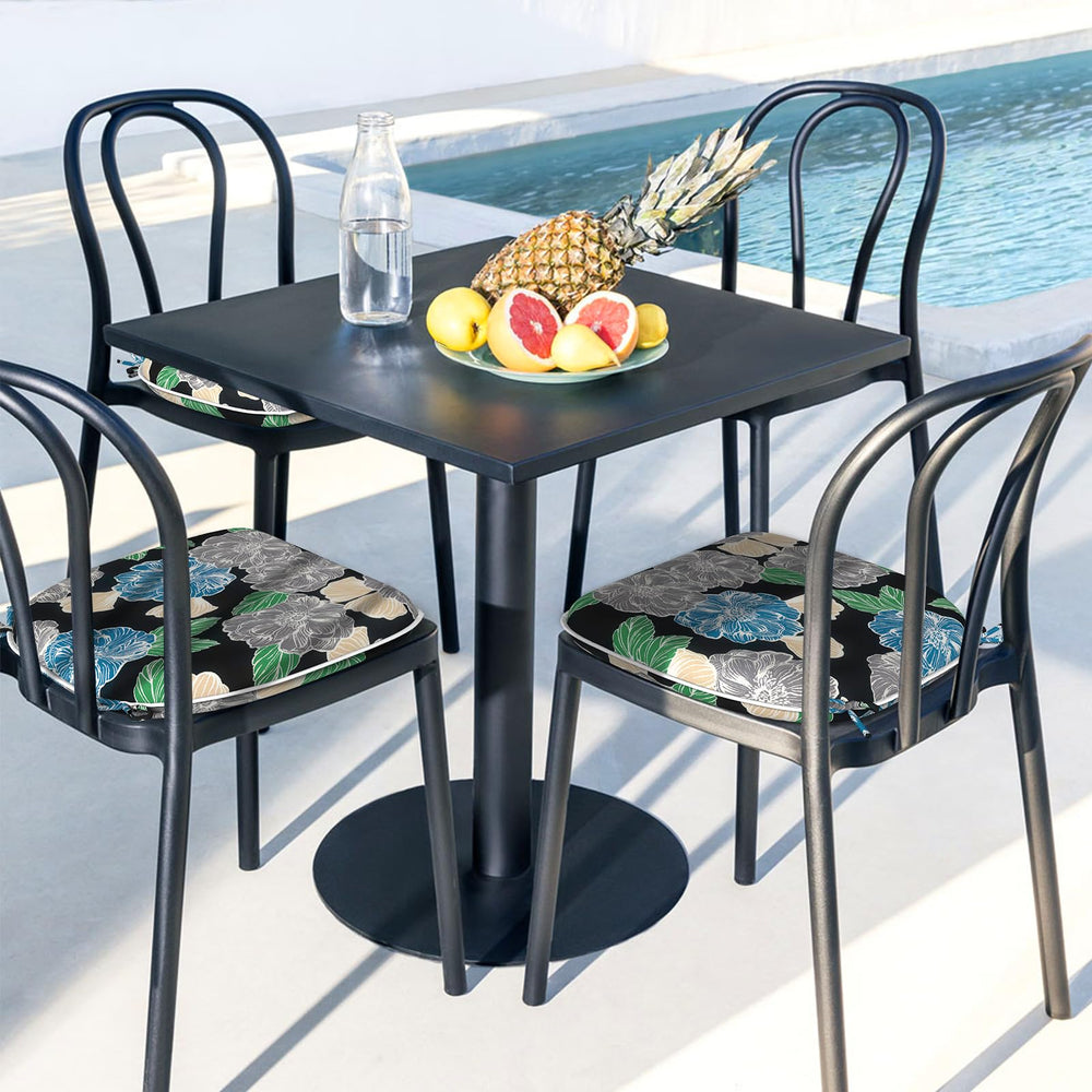 LVTXIII styled outdoor patio dining scene with cushions enhancing comfort and décor