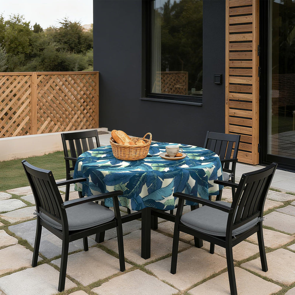 LVTXIII tablecloth on patio in use demonstrating outdoor dining comfort benefit