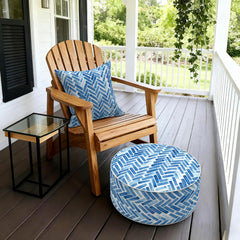 LVTXIII inflated ottoman on patio offering comfortable outdoor seating