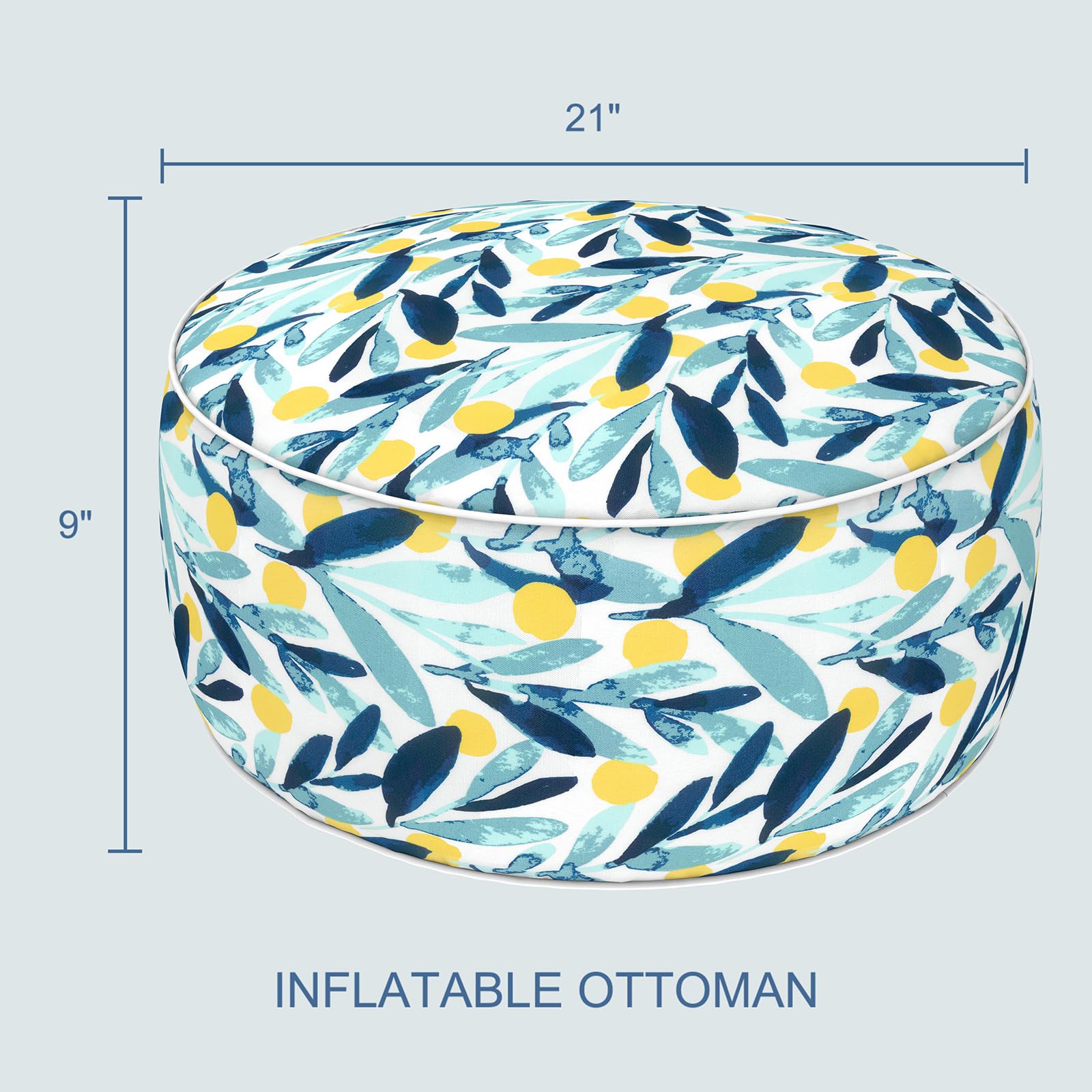LVTXIII side profile inflated pouf demonstrating stable height and supportive surface