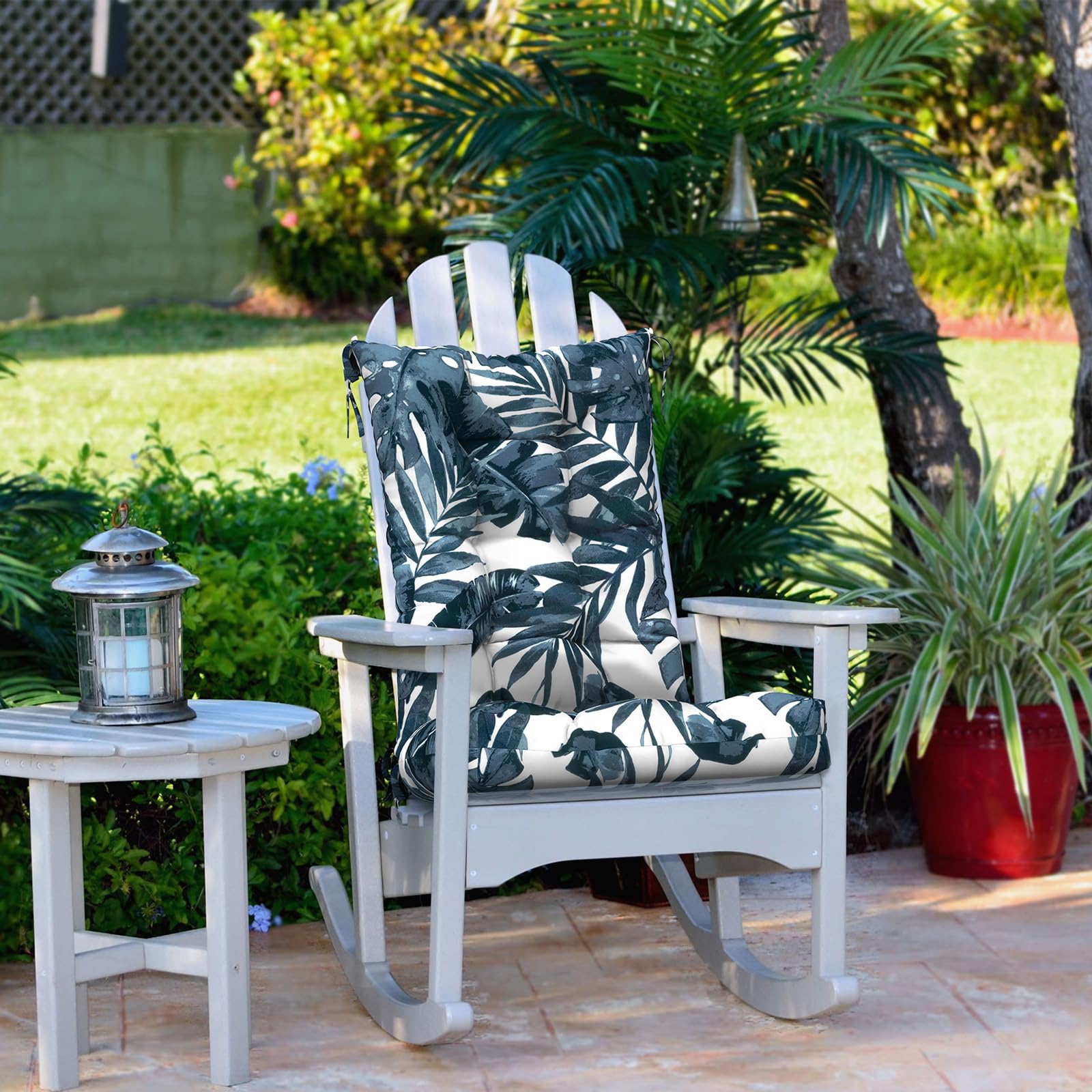LVTXIII cushions in porch lifestyle scene showing decorative appeal and relaxation benefit