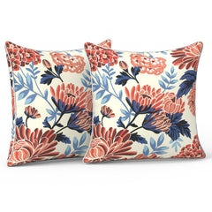 LVTXIII front view of red chrysanthemum pillows showing vibrant pattern and quick style upgrade