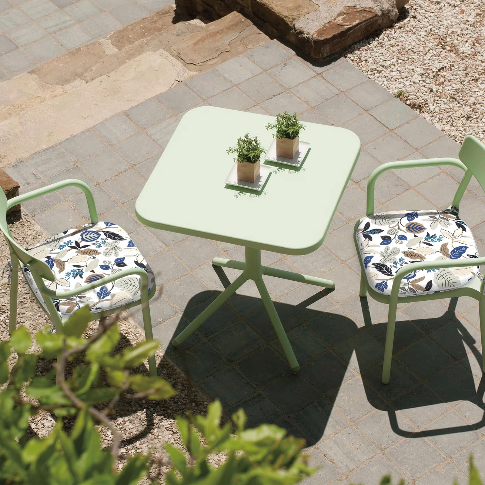 LVTXIII cushion on a standard dining chair for scale, illustrates fit and low-profile design