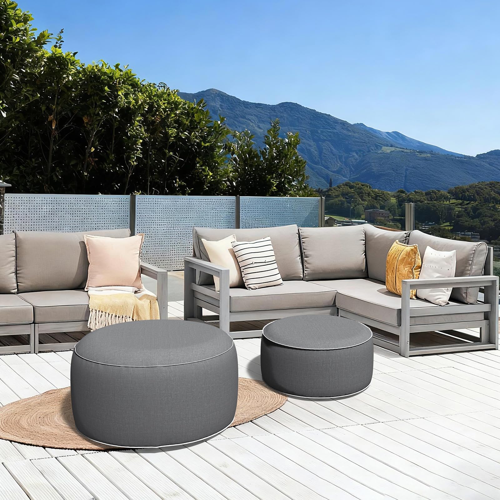 LVTXIII ottoman next to chair showing size and scale benefit