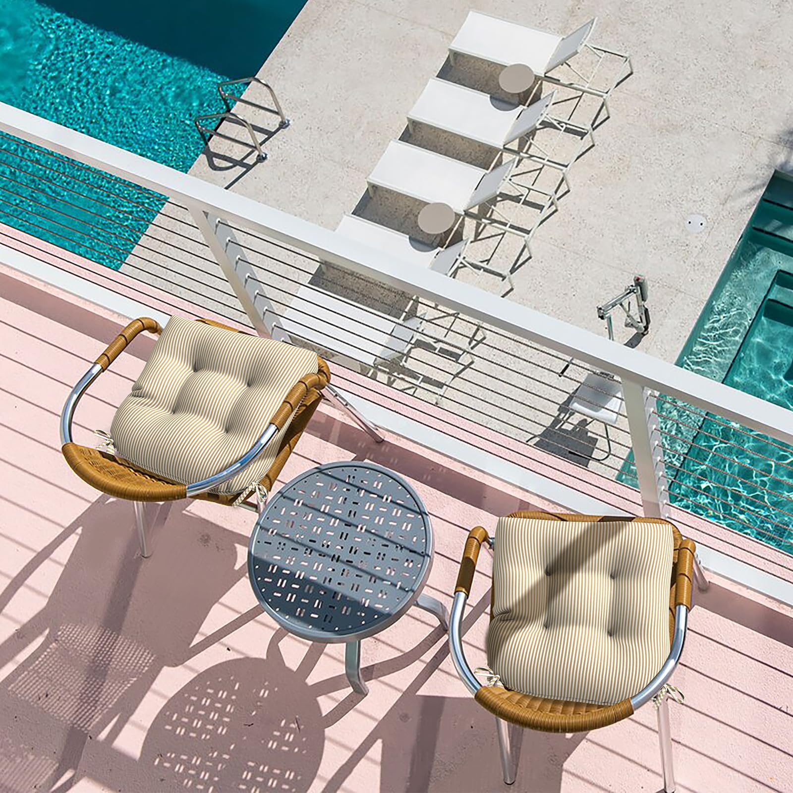 LVTXIII cushion beside chair showing 19x19 size for easy compatibility