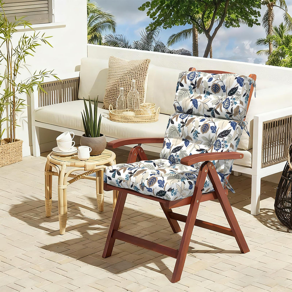 LVTXIII seat and back pair on wicker chair showing coordinated outdoor upgrade