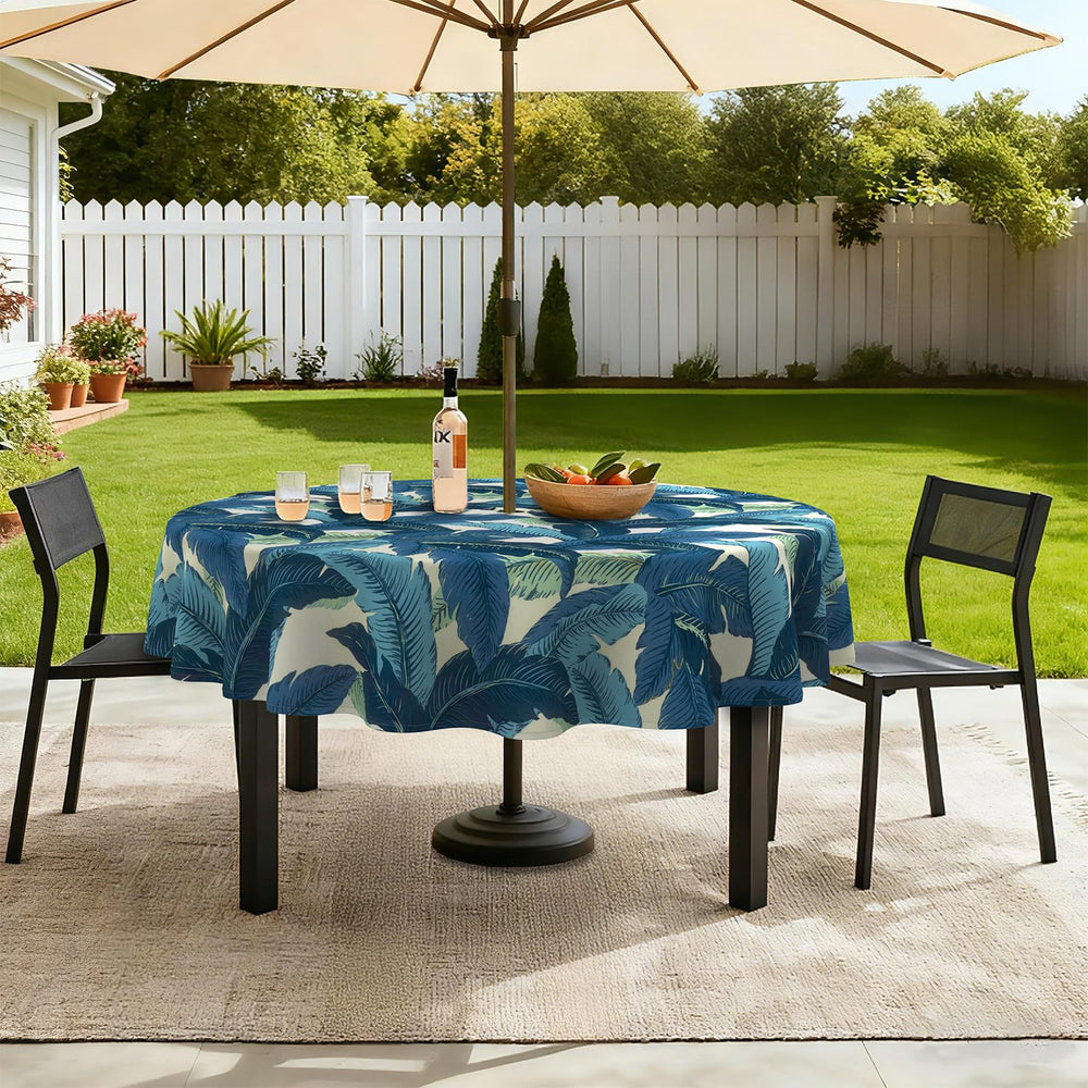 LVTXIII tablecloth with chairs to show 60-inch scale and proper fit benefit