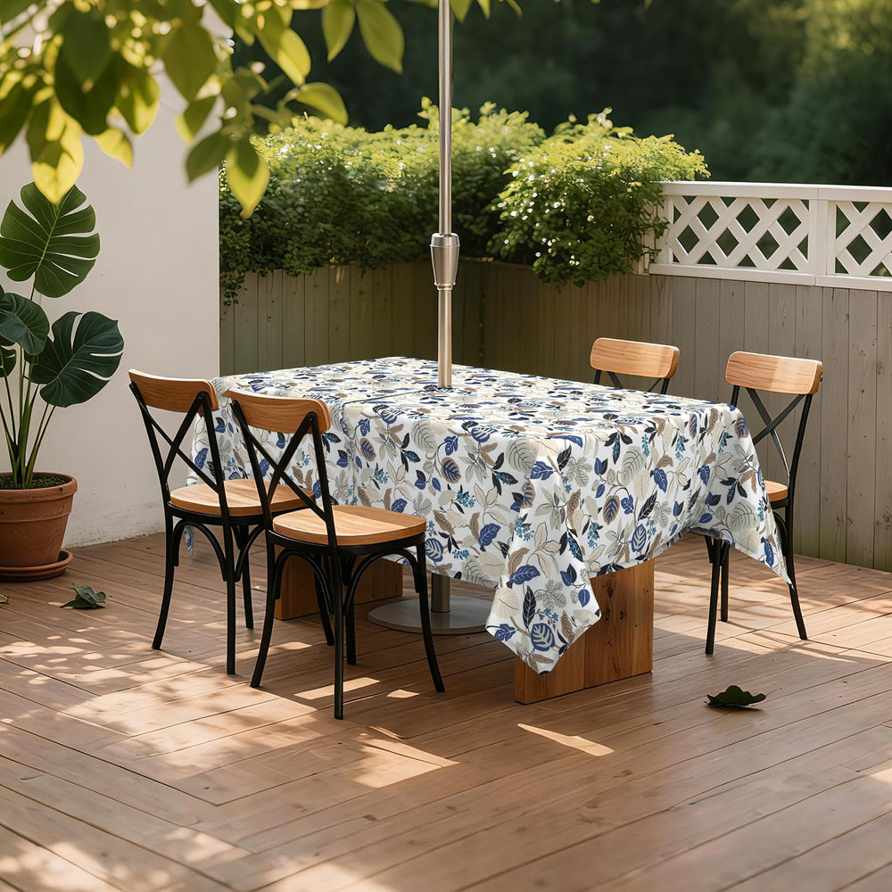 LVTXIII tablecloth with chairs for scale helps confirm size fit benefit