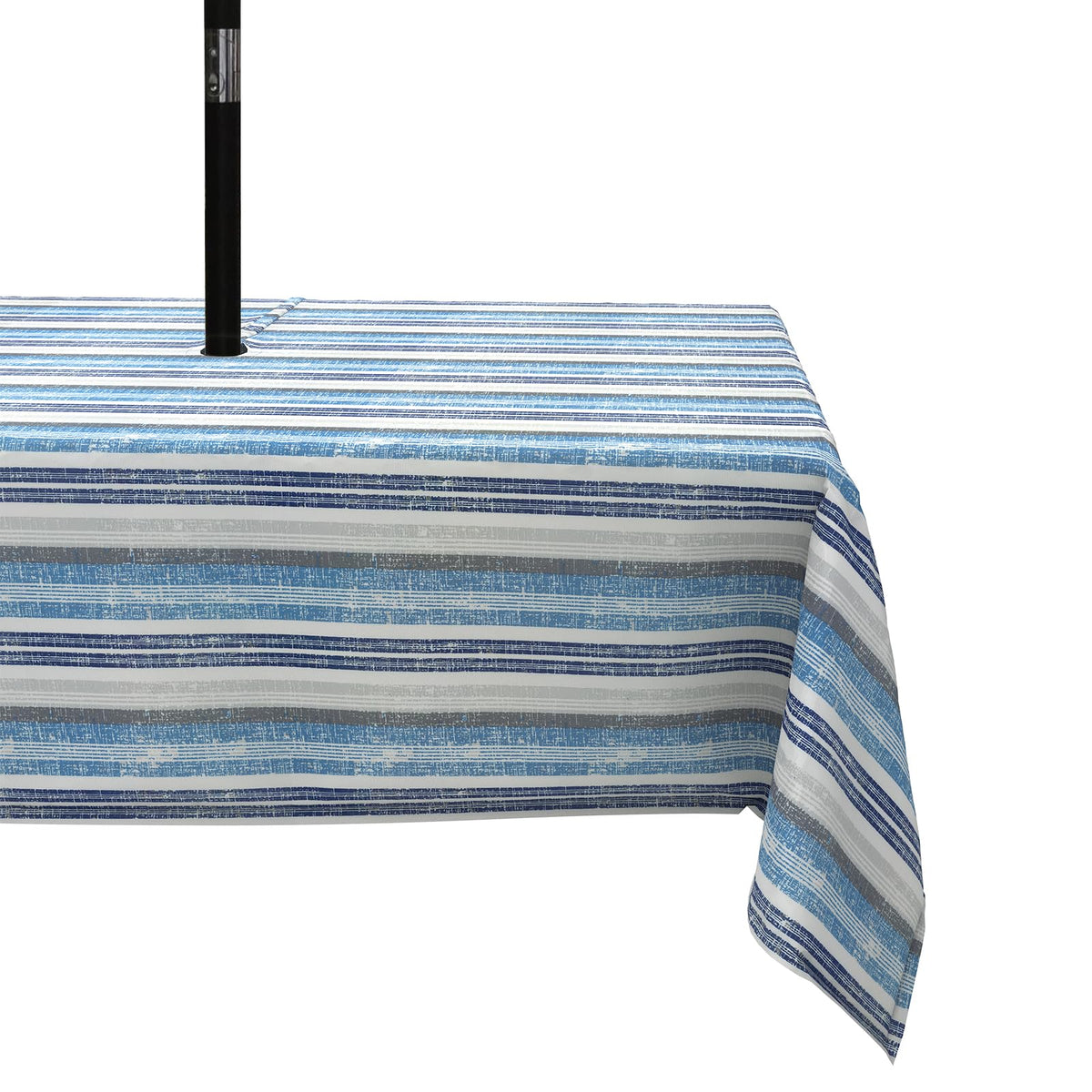 LVTXIII tablecloth front packaging showing stripe blue design and dimensions