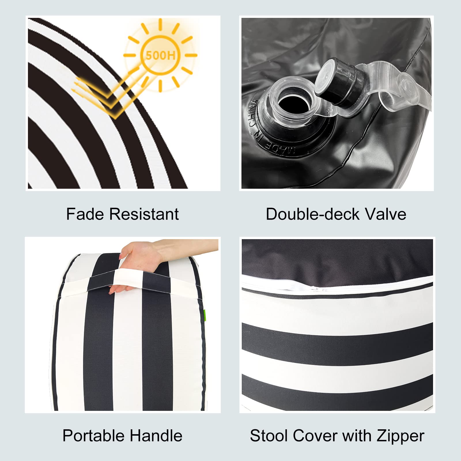 LVTXIII valve and seam detail showing reinforced PVC liner and secure inflation
