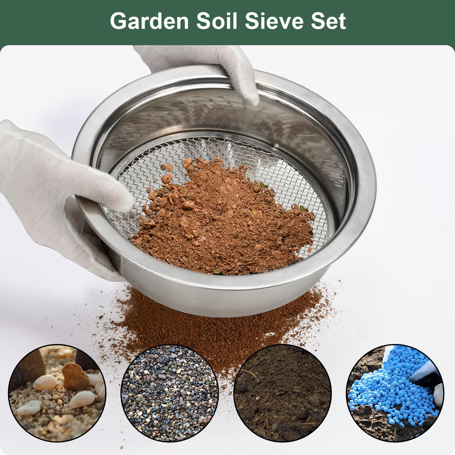 LWADALN lifestyle scene with terrace pots and sifter showing organized gardening workflow