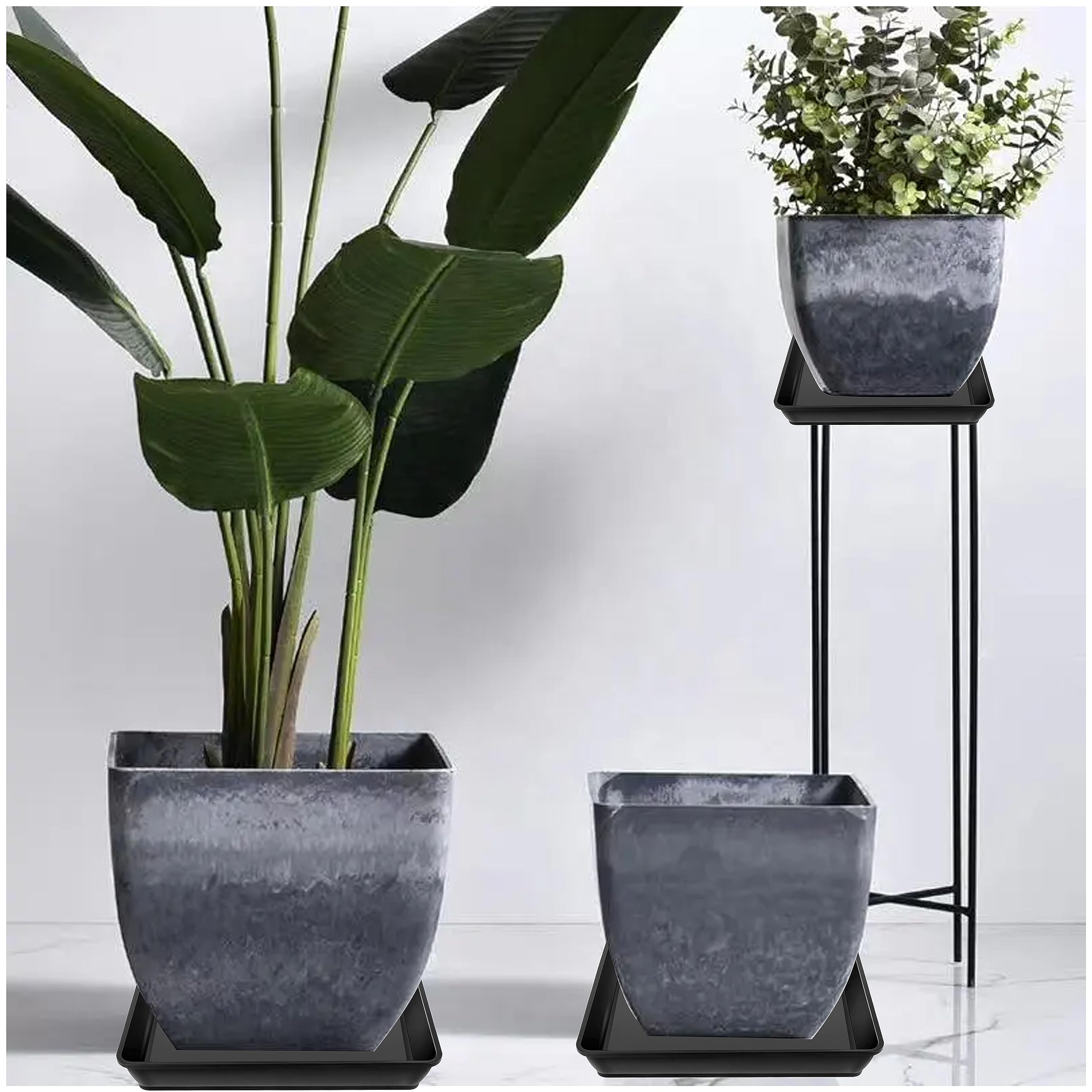 LWALRS outdoor patio scene with saucer protecting surface and supporting planter