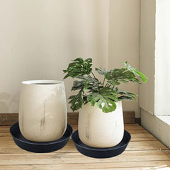 LWALRS saucer under a large ceramic pot demonstrating stability benefit