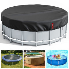 LXKCKJ front view of 16 ft pool cover showing full coverage and protection