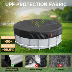 LXKCKJ pool cover in use on 16 ft above-ground pool reducing debris