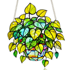 LXTMMRLJQ leaf suncatcher front view showing vibrant colors and brightening window