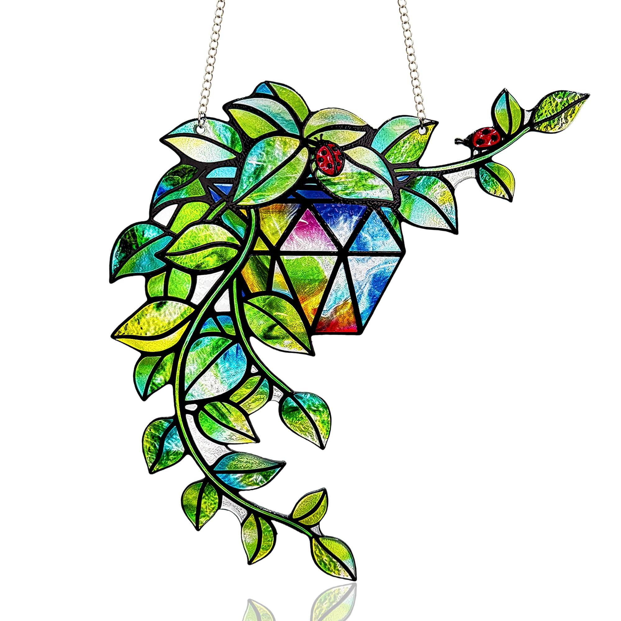 LXTMMRLJQ front view showing leaf design and polished glass benefit: decorative focal point