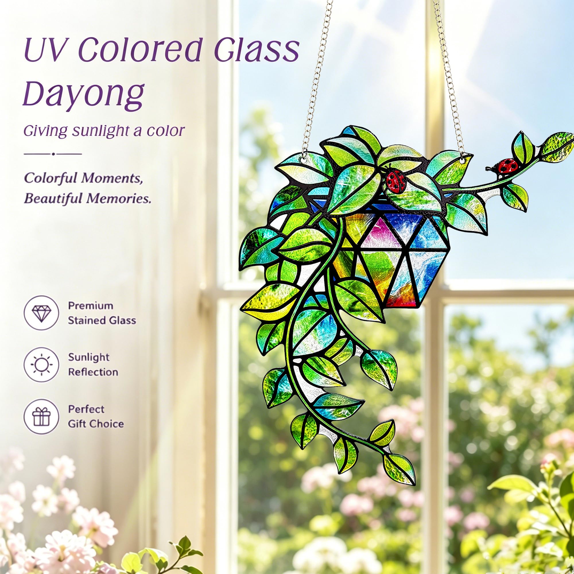 LXTMMRLJQ hanging in sunlit window benefit: casts colorful light patterns