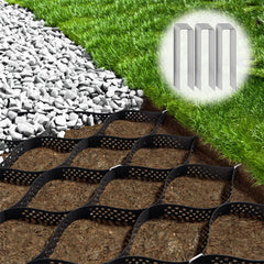 LXVOOEE front packaging showing complete gravel grid kit and accessories benefits stability
