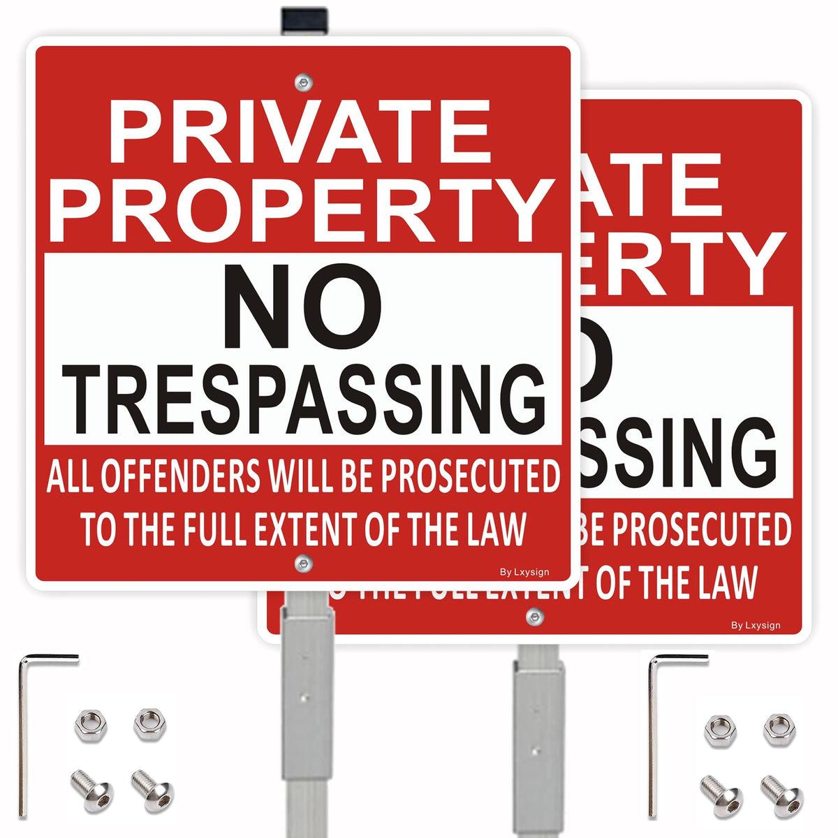Lxysign front-facing sign on stake showing clear warning and boundary protection