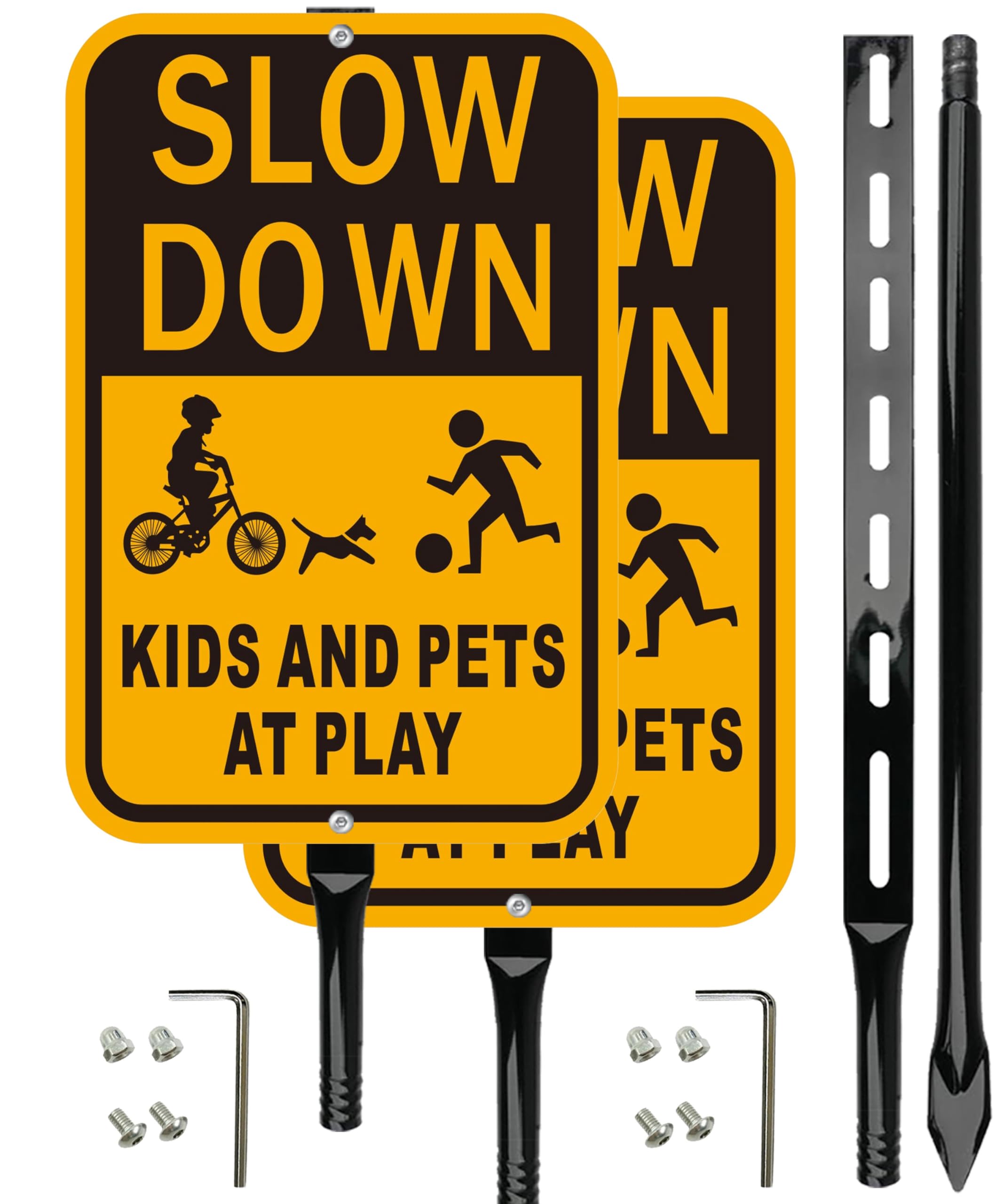 Lxysign front-facing sign showing bold yellow warning for safer streets