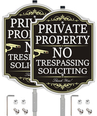 Lxysign front view of 14x10 aluminum no trespassing sign for clear property warnings