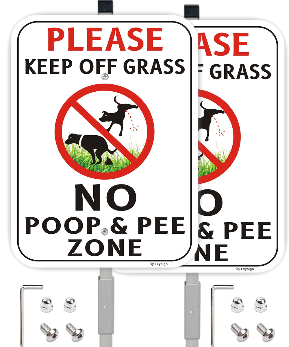 Lxysign front view of sign and stake showing clear message and easy visibility