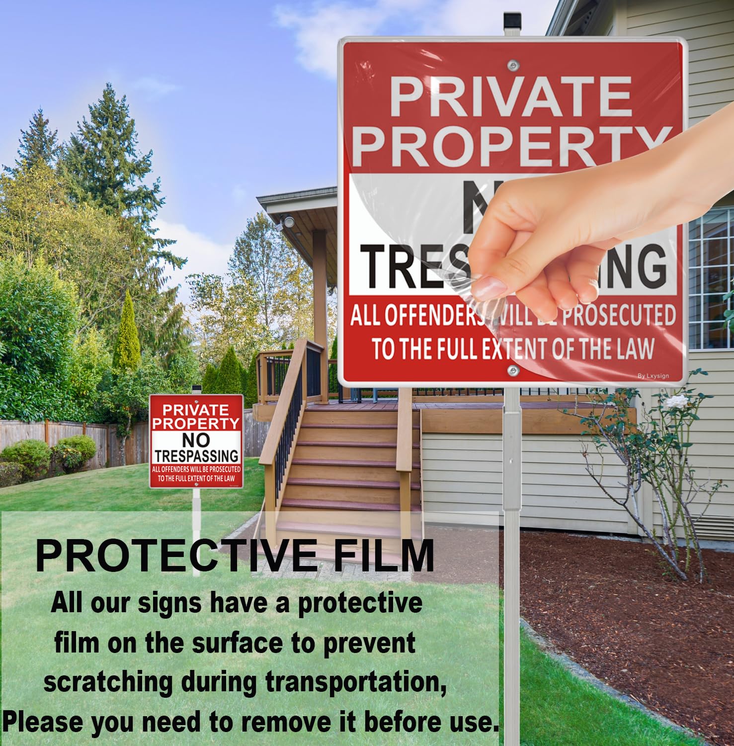 Lxysign reverse side and material thickness showing rust-free aluminum durability