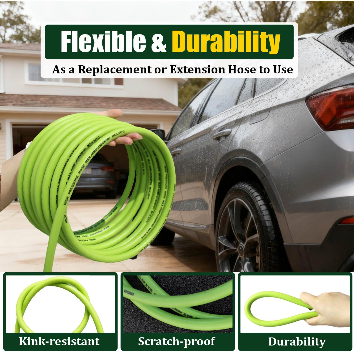 LycorTrade hose connected to pressure washer gun illustrating secure, leak-resistant hookup
