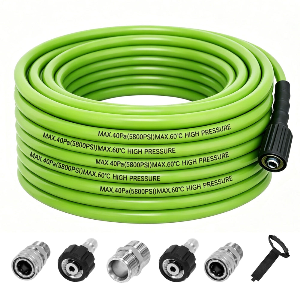 LycorTrade front view of 50FT hose showing durable green jacket and connectors for easy identification