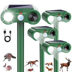 Lycxbfjia front view of four-pack ultrasonic repellents protecting garden