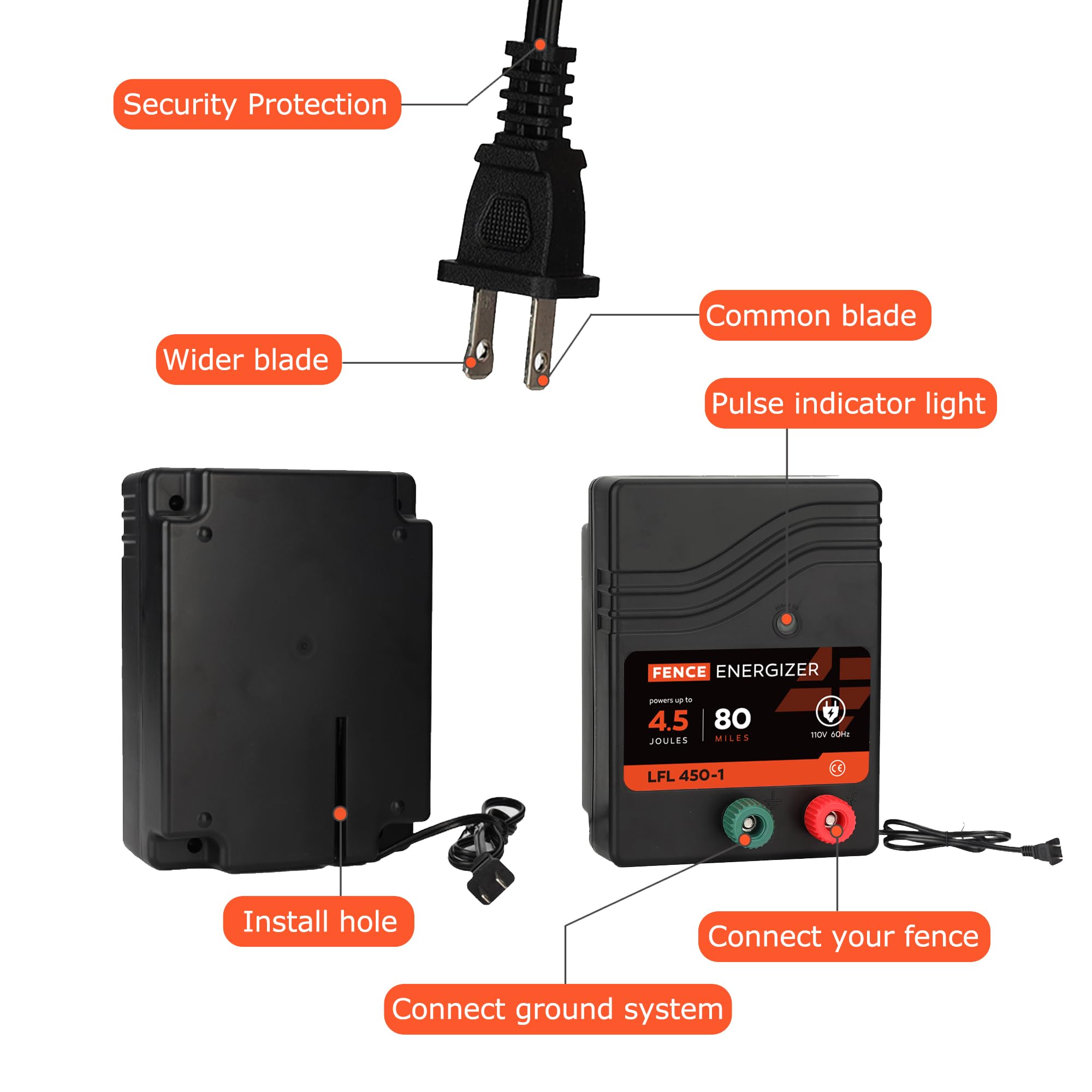 L-FENCE LYDITE label with electrical specs reassuring correct setup and capacity