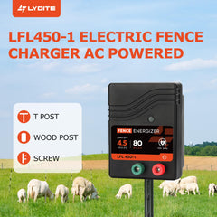 L-FENCE LYDITE mounted on a T-post demonstrating secure outdoor placement benefit