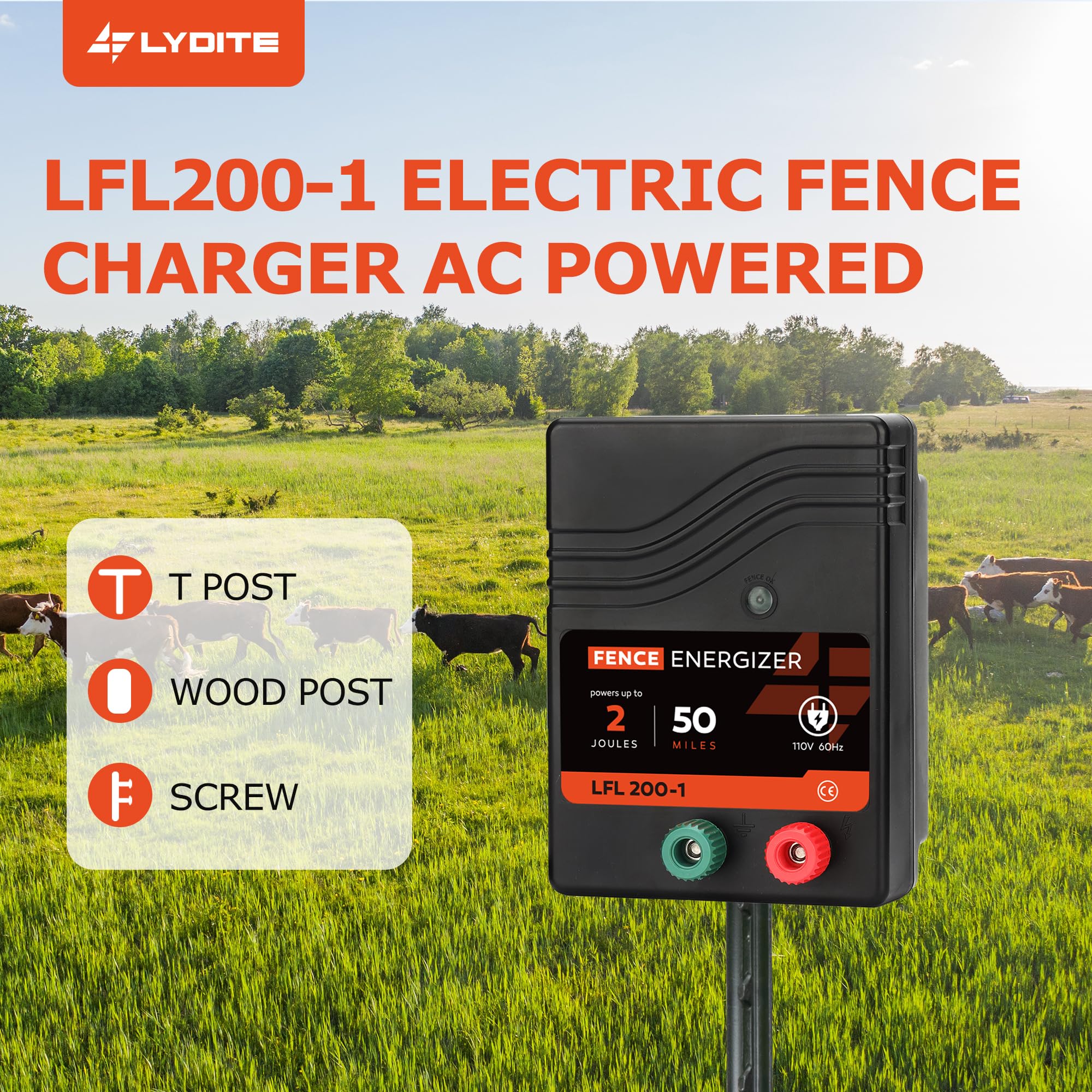 L-FENCE LYDITE mounted on a T-post demonstrating simple field installation benefits